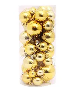 黄金圣诞小玩意混合尺寸套装圣诞金铁球圣诞树挂饰装饰品