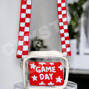 Go Cards star Sangle de sac à main perlée personnalisée Sangle de sac à perles de rocaille en or blanc Accessoires à la mode pour sacs - Product Image 5