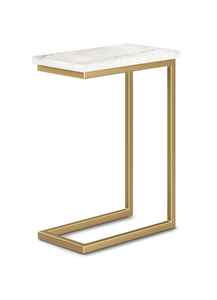 Table contemporaine en fer noir en forme de C dessus en marbre blanc fabriqué à la main pour le côté canapé de salon meubles de maison modernes décoratifs - Product Image 2