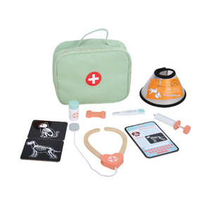 Ensemble de jouets vétérinaires en bois pour animaux de compagnie Jeu de simulation de rôle <span class=keywords><strong>Jouet</strong></span> de soins hospitaliers - Product Image 1