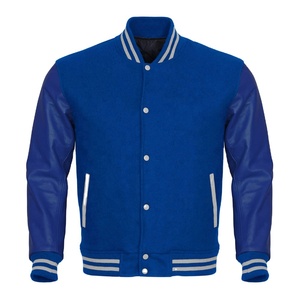 Chaqueta universitaria de talla grande para hombre 2025 con mangas de cuero de lana y piel de zorro, chaqueta de invierno ecológica para venta al por mayor - Product Image 1