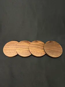Ensemble de sous-verres en bois de noyer fabriqués à la main ensemble de sous-verres ronds en bois de noyer naturel sous-verres en noyer - Product Image 3