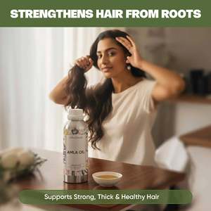 Organic Amla Oil for Damaged Hair Moisturizing and Smoothing Vegan Coconut Oil <b>Infused</b> with Ginger <b>Tea</b> Tree Oil for Curly Hair - Product Image 6