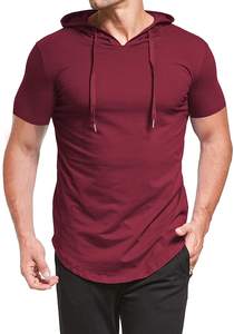 Camiseta ajustada de manga corta con capucha para hombre, Camiseta básica informal de poliéster/algodón, gran oferta, elementos esenciales de invierno - Product Image 5