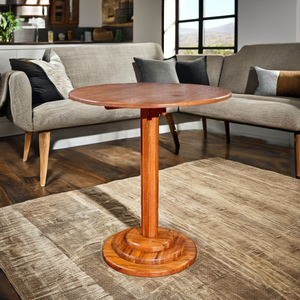 Mesa de pedestal redonda de roble blanco macizo mejor valorada - Product Image 1