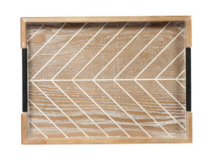 Plateau en bois de manguier massif fabriqué à la main avec poignées en métal élégantes pour bar et hôtel fourni par l'usine directe pour l'achat en gros - Product Image 2