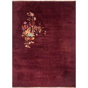 Tapis en laine noués à la main Pechino, motifs floraux et abstraits rouges et oranges pour la maison, le salon et la chambre - PAE-5946 - Product Image 4