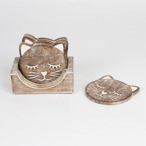 Sous-verres en bois de qualité supérieure, durables, écologiques, protection de table pour tasses à thé en verre, style classique - Product Image 5