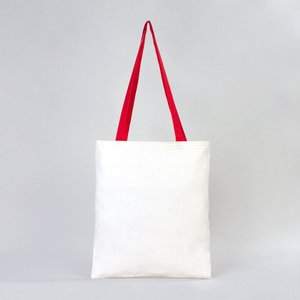 Natural Cotton Tote <b>Bag</b> Red Handles 14x16 <b>Medium</b> Size 12oz Eco-Friendly Reusable Blank <b>Bag</b> for Advertising Heat Transfer - Product Image 1
