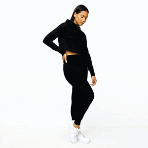 Sudadera con Capucha Corta para Mujer, Personalizada al por Mayor, 45% Algodón, 55% Poliéster, Forro Polar, Diseño Noir Sky Script - Product Image 3