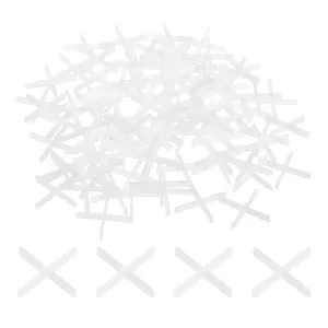 กระเบื้องพลาสติกขนาด1มม./1/32 "รูปกากบาทสีขาว2500ชิ้นการออกแบบที่ทันสมัยสำหรับการปรับระดับกระเบื้องผนังและพื้นในอพาร์ทเมนต์ - Product Image 1