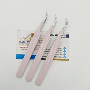 Pince à épiler d'extension de cils à pointe en fibre rose clair incurvée pour cils à pointe pointue - Product Image 4