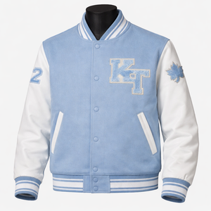 Chaqueta Varsity Premium para Hombre, Chaqueta Satinada Personalizada con Parche de Letras de Chenille, Chaqueta Letterman Bicolor - Product Image 1