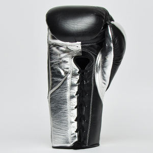 Gants de combat de boxe en argent noir, gants de boxe en argent métallisé Offre Spéciale, gants d'entraînement à lacets et gants de sac pour Boxeo - Product Image 2
