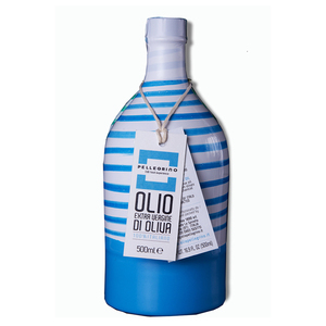 เกลียวจากปูกเลีย เครื่องประดิษฐ์ฝีมืออิตาลี ขวดวิทน้ํามันมะกอก EVOO 100% Coratina 0,50 ลิตร รุ่นสีฟ้า - Product Image 1