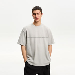 Camiseta informal de manga corta con estampado trasero bordado frontal sólido clásico de algodón puro 100% de gran tamaño para hombre - Product Image 3