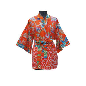 Wholesale Ladies Handmade 100 % Pure Cotton Quilted Short Floral Embroidery Multicolored <b>Kimono</b> Style Robe Casual For Girls - Product Image 3