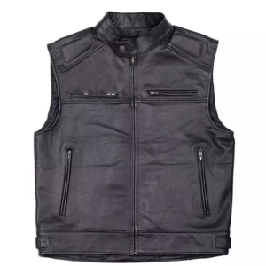 Calidad superior Todos Los tamaños disponibles Diseño personalizado Logotipo privado Precio bajo Aspecto desgastado Hombres Chaleco de cuero Biker Chaqueta sin mangas - Product Image 6