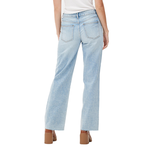 Nouveau élégant de haute qualité taille moyenne avant plat coupe régulière jean confortable lavé Denim pantalon printemps femmes exportation Bangladesh - Product Image 5