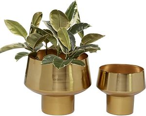 กระถางต้นไม้โลหะสีทองแข็งแรง ทนทาน เหมาะสำหรับปลูกต้นไม้ขนาดใหญ่หรือต้นไม้ขนาดเล็ก เพิ่มความโดดเด่นให้กับทางเข้าบ้าน - Product Image 1