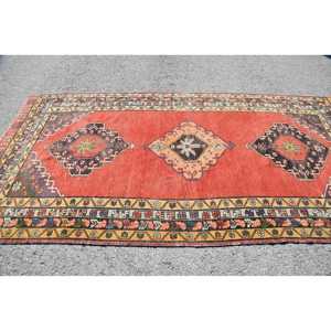 5x9.9 ft Vintage Turkish Rug, Large Rug, <b>Red</b> <b>Wool</b> Rug - Product Image 4