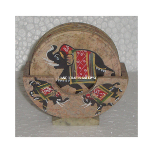 High Demanding Handmade Beautiful Soapstone Inlay <b>Coaster</b> <b>Set</b> Use For Keep On Glass And Use For Home Kitchen And Hotels Decor - Product Image 1