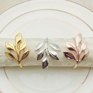 Top Selling <b>Cheap</b> Metal Napkin <b>Rings</b> Decorative Herb Leaf Buckles Party Wedding Table Tabletop Napkin Holder Stocked Napkin - Product Image 4