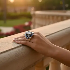 Anillo de Cóctel de Platino con Baño de Rodio, Corte Marquesa y Geométrico, para Joyería de Mujer - Product Image 3