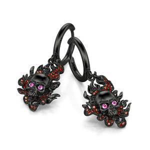 ต่างหูแฟชั่นทรงหยดน้ำเงินสเตอร์ลิงรูปหัวกะโหลกเปลวไฟ Jeulia Burning Ghost - Product Image 3
