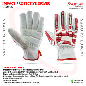 Cut Resistant Hot Selling Top Goatskin Leather Impact Resistant <b>TPR</b> Driver Safety Working Gloves Leather Gloves From Pakistan - Product Image 6