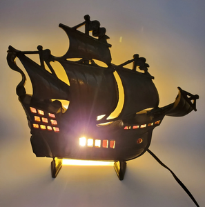 Hierro fundido 1930's Galleon Ship Diseño industrial Lámpara de mesa Soporte hecho a mano Lámpara de alta calidad - Product Image 2
