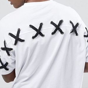 Customized Streetwear 100% Cotton T-Shirts Drop Shoulder Loose fit <b>Drawstring</b> Design Printed T-Shirt for <b>men</b> Haus Industries - Product Image 2