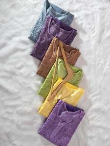 Kurti pour femme en modal et chanderi brodé à la main, style chikankari, coupe régulière, toutes saisons, hiver, été. |   Longueur genouillère | - Product Image 4