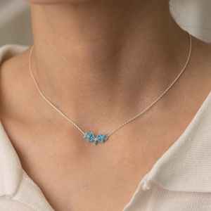 Collar DE FLOR DE RACIMO turquesa, colgante de piedras preciosas de plata esterlina, regalo de joyería para mujer hecho a mano - Product Image 5