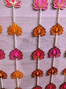 Decoración de Pared de Loto Artificial Decorativa de MDF con Perlas Colgantes, Colorida, Elegante, Vintage, Ligera, para Fondo de Escenario de Boda - Product Image 2