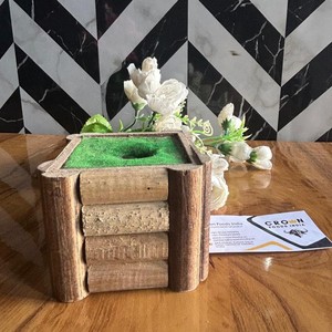Premium Quality Handmade <b>Wooden</b> Flower Pot <b>Square</b> Decorative <b>Planters</b> for Home Restaurant Use Glossy Matt for Diwali Birthday - Product Image 4