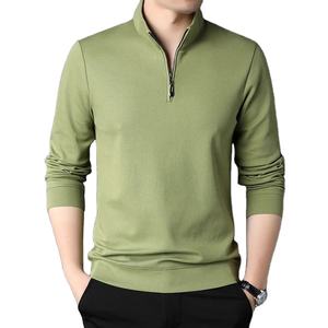 เสื้อยืดแบรนด์แฟชั่นใหม่คุณภาพสูง ซิปหน้า ผู้ชาย สไตล์ลำลอง สีพื้น แบบเกาหลี แขนยาว ผ้าฝ้าย 100% เป็นมิตรกับสิ่งแวดล้อม ระบายอากาศได้ดี - Product Image 3