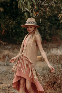 Boho Fringe Vest Robe/ Festival Cape/Beige Boho Vest Parfait en combinaison avec nos robes - Product Image 5