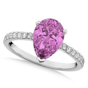 Saphir rose taille poire naturel et diamants véritables 14k bagues en or blanc pur luxe 2025 déclaration bijoux fins bagues de mariage - Product Image 1