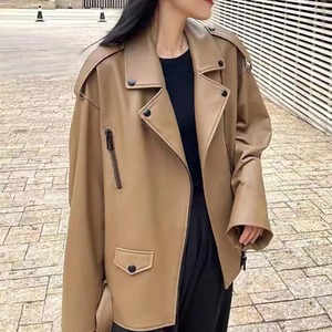 Chaqueta a la moda de piel sintética de alta calidad para mujer 2025 al por mayor chaquetas elegantes de lujo con cremallera para invierno y otoño de manga completa para mujer - Product Image 3