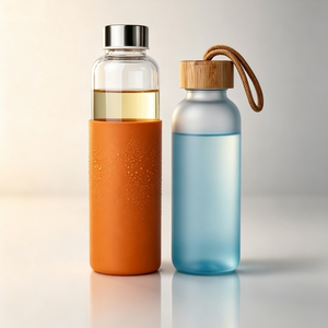 Botella de Agua de Vidrio Elegante de 360ml/500ml, Hermética y de Alta Calidad, para Hoteles y Restaurantes - Product Image 1