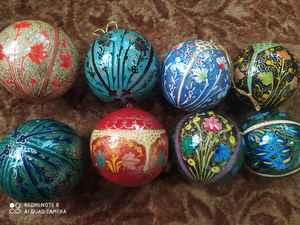 Adornos de papel maché para decoración navideña, bola colgante pintada a mano, bola de papel artesanal personalizada de diseñador para decoración de fiesta - Product Image 5