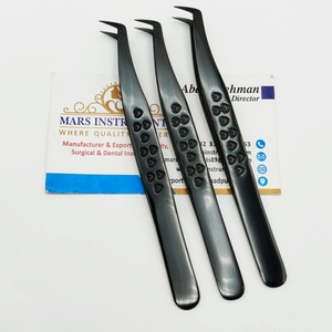 Pinzas para extensiones de pestañas de alta calidad con agarre de diamante de Plasma Negro estilo bota rusa de 75/65 grados - Product Image 6