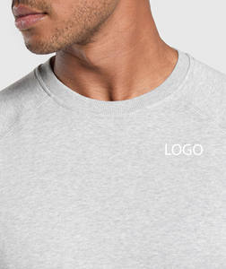 <b>Mens</b> Light <b>Grey</b> Raglan Crewneck <b>Sweatshirt</b> Custom Logo Heavyweight Long Sleeve Pullover Crew Neck Casual Streetwear OEM ODM - Product Image 3