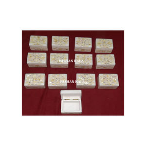 Cajas de regalo de joyería con Incrustaciones de nácar dorado de mármol blanco, diseño único con acabado fino y superficie brillante al mejor precio - Product Image 1