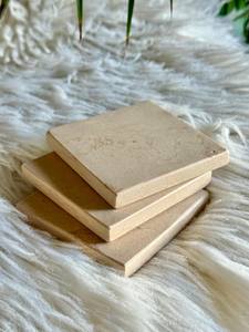 Sous-verres carrés en marbre de Trani faits à la main, vaisselle en pierre naturelle, articles ménagers - Product Image 6