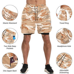Short athlétique taille haute 2 en 1 pour hommes, logo personnalisé, short de survêtement d'été pour l'entraînement et la gymnastique avec compression - Product Image 6