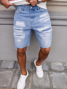 Shorts en jean décontractés pour homme, taille mi-haute, avec broderie 3D, tissu respirant écologique, coupe ample, vêtements d'été - Product Image 5