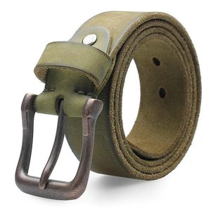 NWK INDUSTRY Genuine Leather <b>Belt</b> Men's Cow Hide Solid Color Pin Buckle Alloy Rectangular Casual Style Durable Design - Product Image 1