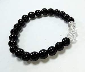 Crystal <b>bracelet</b> <b>Black</b> Obsidian & Clear crystal Round Beads <b>Bracelet</b> 8mm Stone Gemstone Fashion Men and <b>Women</b> Gift Energy - Product Image 4